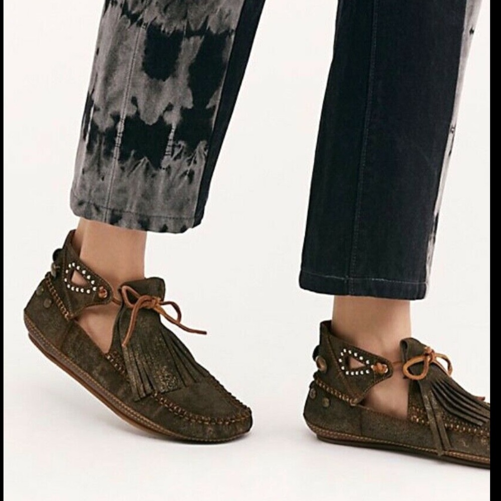 Free People Moccasin Brushed Metallic Studded36/6 - Picture 6 of 6